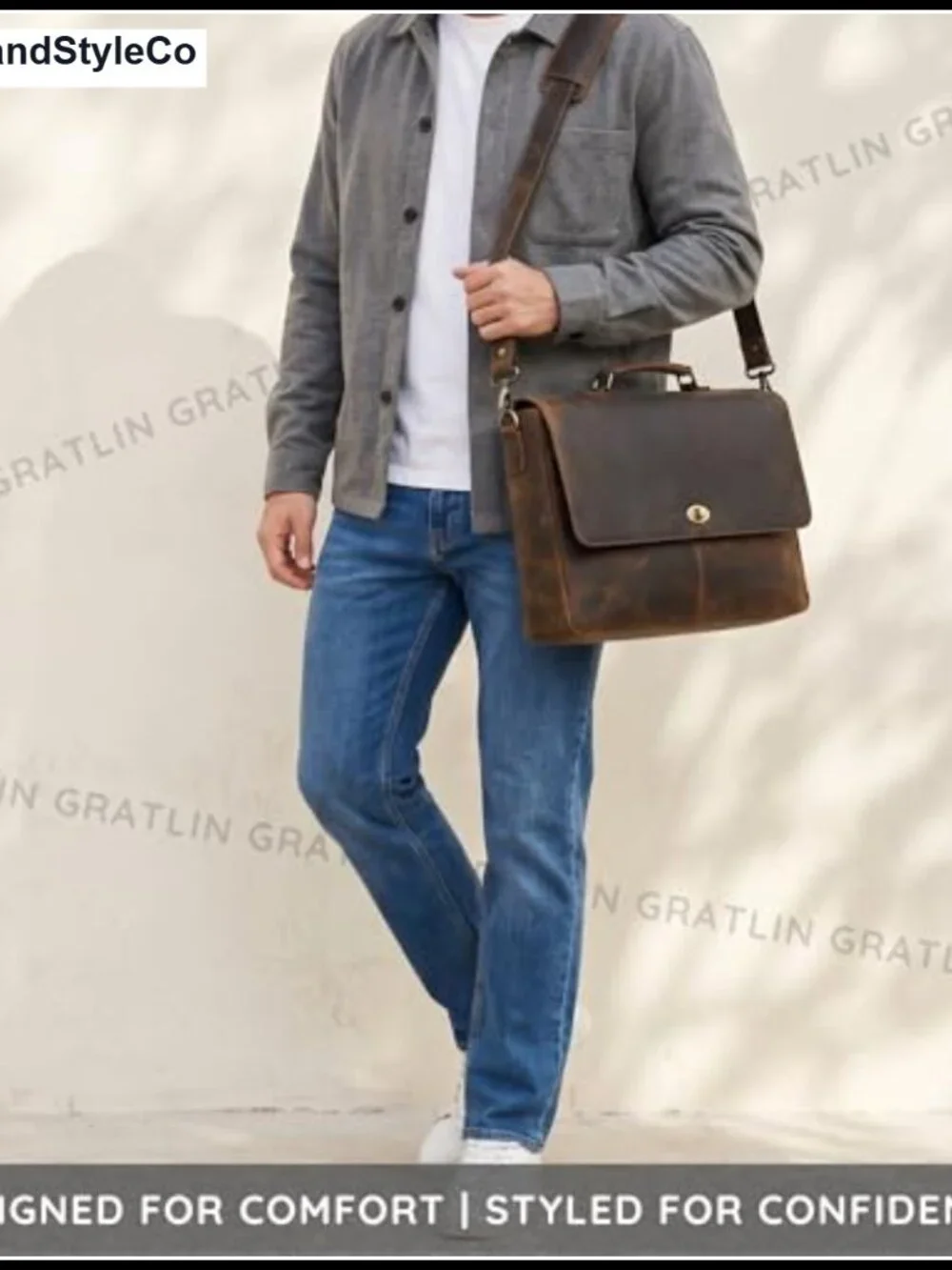 Genuine Leather Messenger Bag | Laptop Briefcase Satchel for Men & Women |